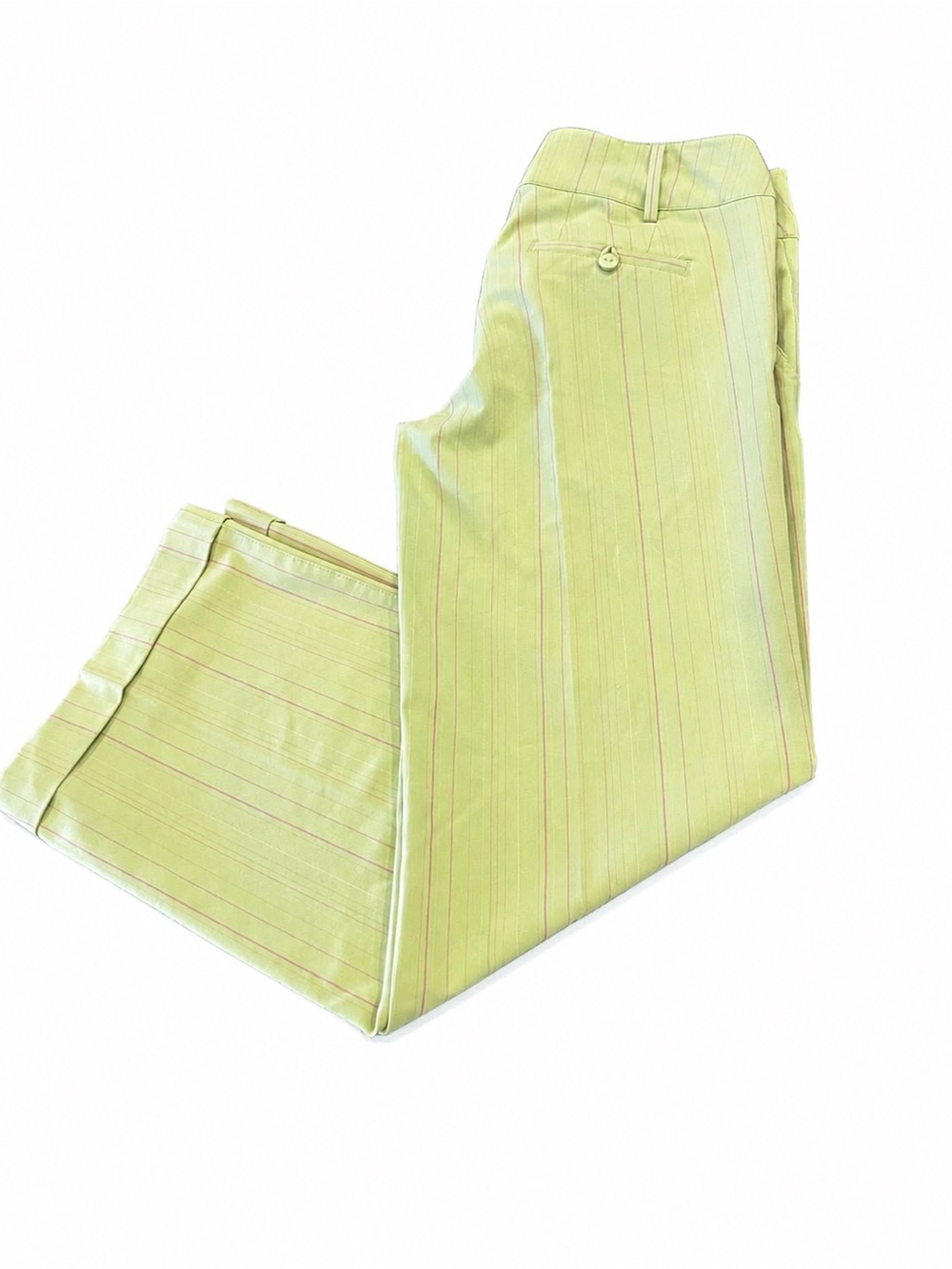VTG Y2K Wet Seal Pistachio Green/ Pink Pinstripe Low Rise Flare Pant Size Small
